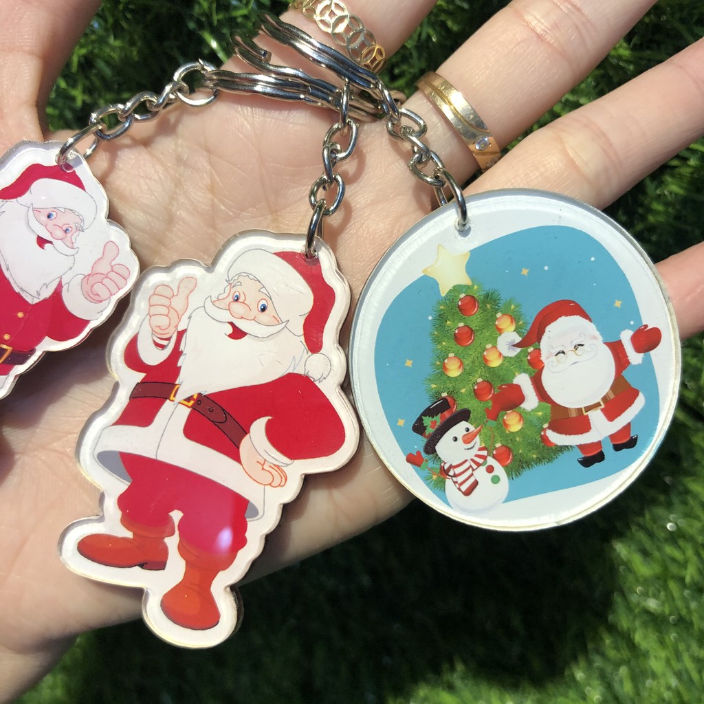 Móc khóa cắt hình ông già Noel xinh xắn - Móc khóa mica - Móc khóa chibi giáng sinh