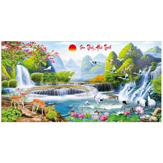 Tranh đính đá vs028 _ sơn thuỷ hữu tình 120*55cm
