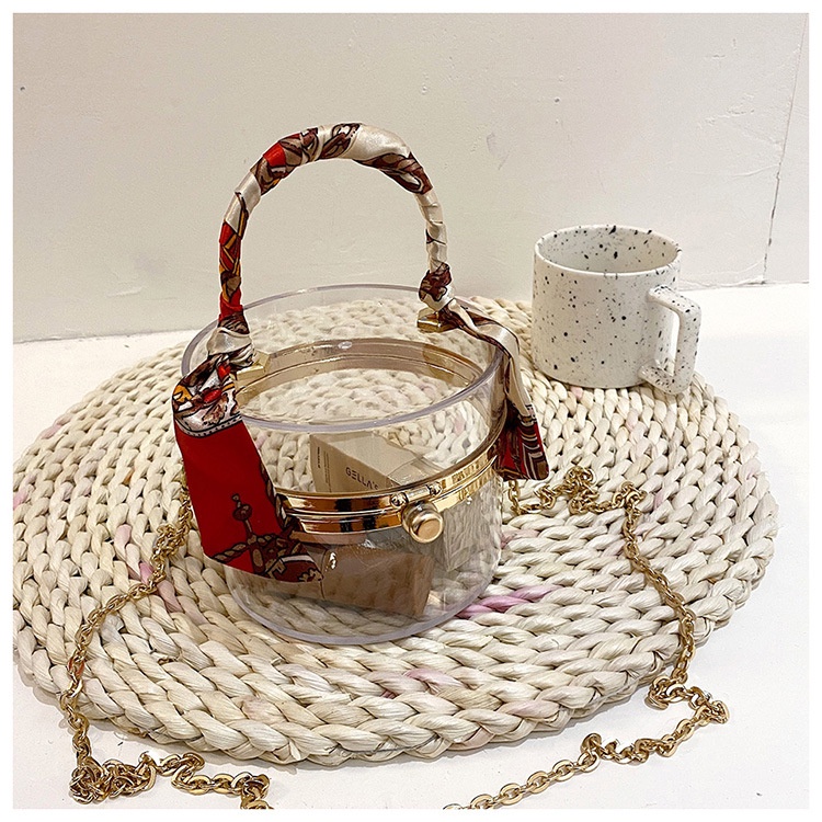 Túi đeo chéo IELGY bằng acrylic trong suốt phối khăn lụa thời trang cho nữ