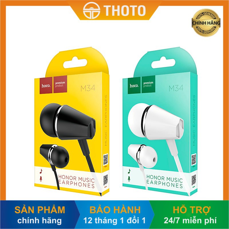 [Thoto Shop] Tai nghe HOCO M34 Honor có dây kèm mic, jack 3.5 mm - hàng chính hãng