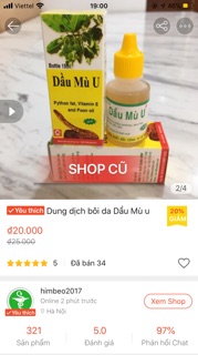 Dung dịch bôi da Dầu mù u