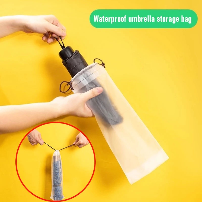 Túi Đựng Dù Bằng Nhựa Trong Suốt Có Dây Rút Chống Nước Có Thể Tái Sử Dụng