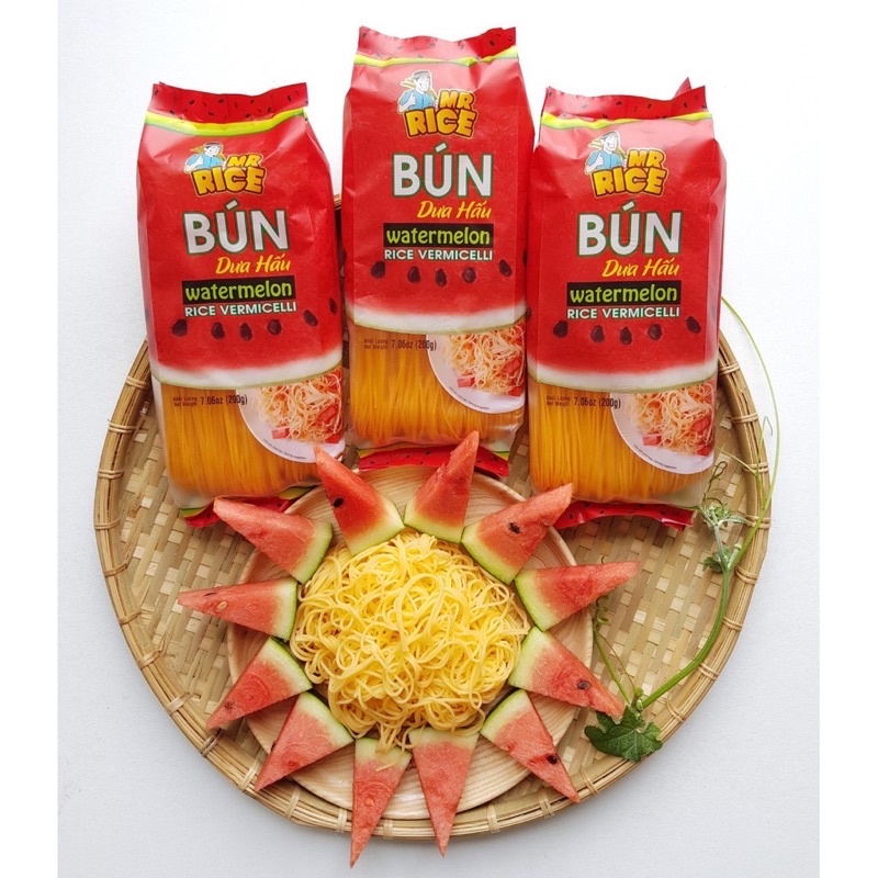 [Hàng xuất khẩu] Bún dưa hấu Mr.Rice gói 200gr - Bún tươi dạng khô từ nước ép dưa hấu Duy Anh Food