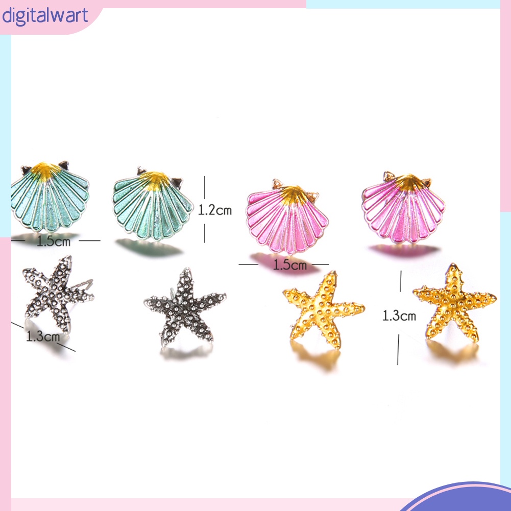 Set 4 Đôi Khuyên Tai Hình Vỏ Sò / Sao Biển Xinh Xắn Dành Cho Nữ