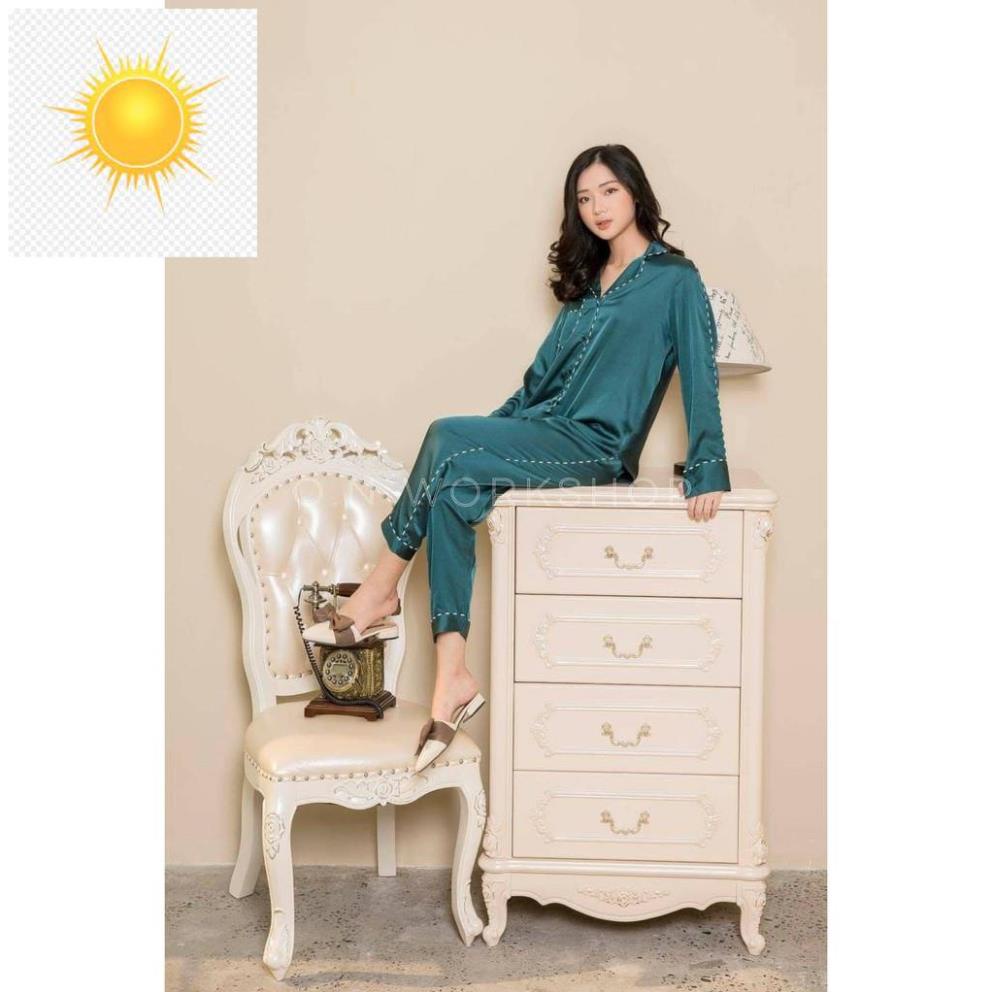 👡 Set bộ đồ ngủ Pyjama lụa sơ mi viền nổi 5 màu cao cấp 👡