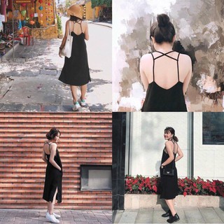 [ Combo ] ĐẦM MAXI ĐEN CHÉO LƯNG hàng tốt
