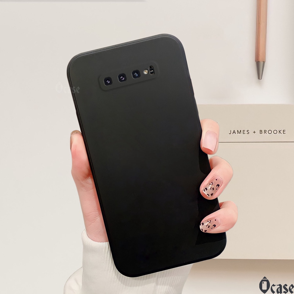 Ốp lưng Samsung S10 / S10 Plus in hình gấu cạnh viền vuông có bảo vệ camera