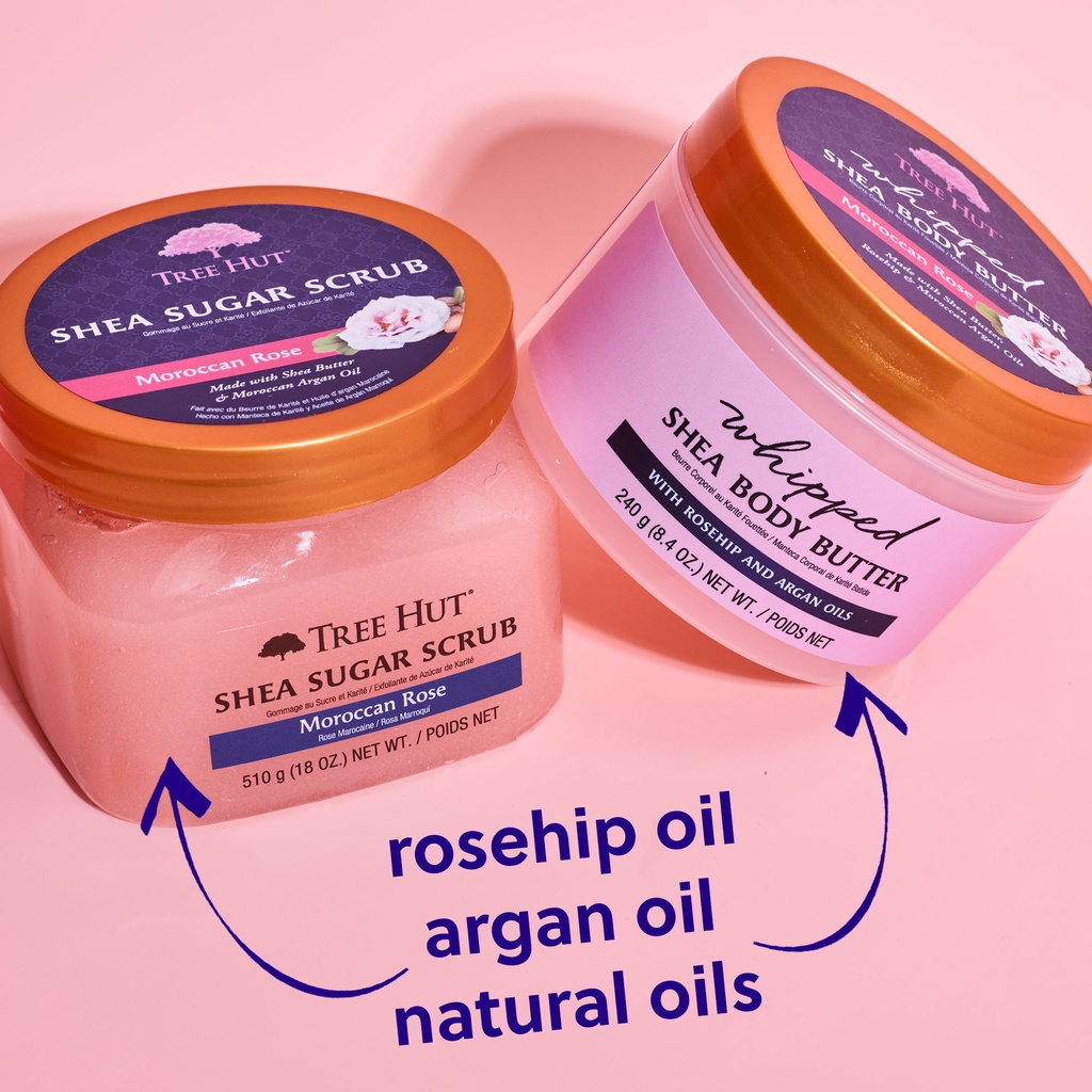 Bơ Dưỡng Thể Tree Hut - Butter Tree Hut's Moroccan Rose Whipped Shea Body 240gram