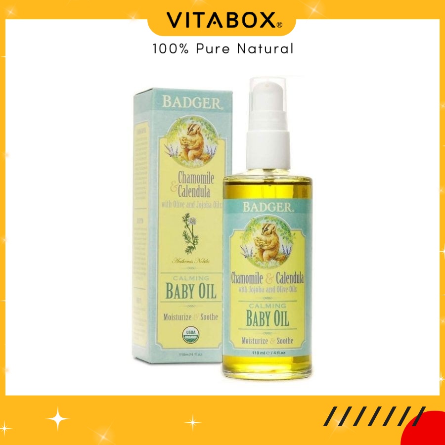 Dầu hữu cơ dưỡng da & massage cho trẻ sơ sinh và em bé BADGER Baby Oil - USDA Organic