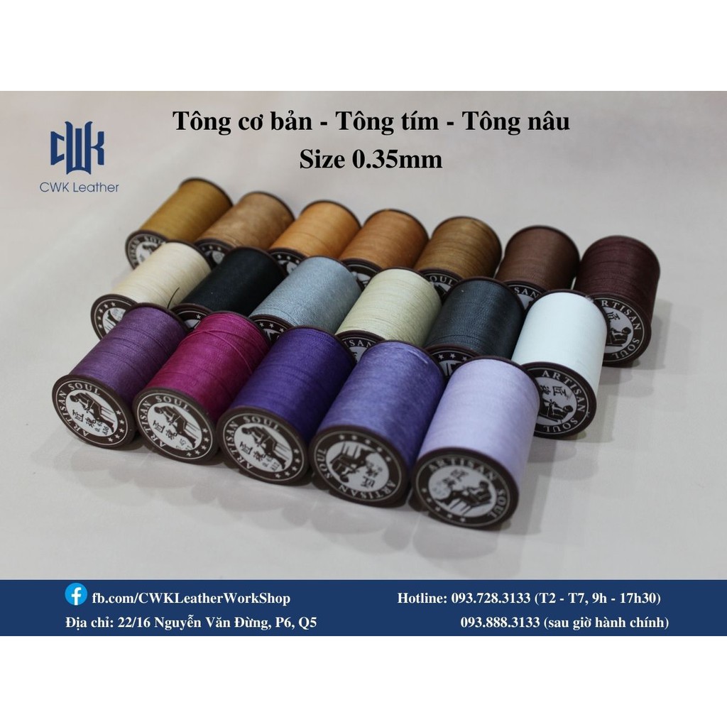 Chỉ sáp 0.35mm may đồ da handmade thắt vòng tay macrame Artisan Soul (tông nâu- tím- cơ bản)