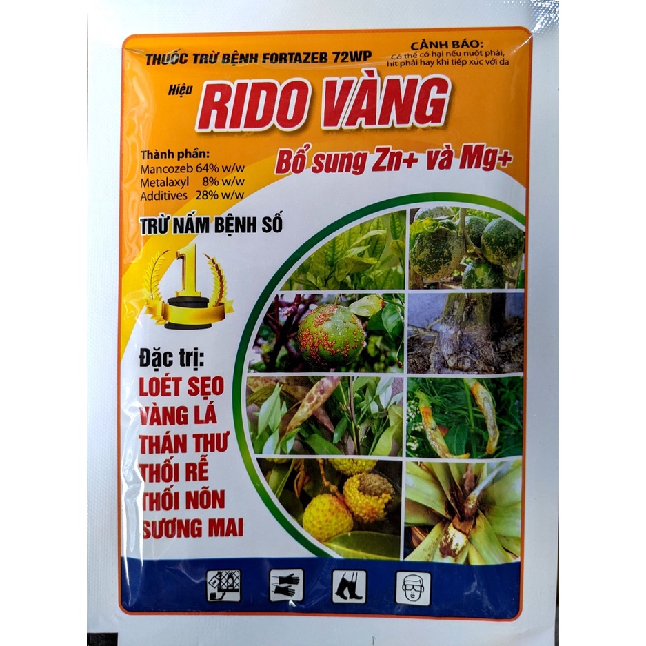 Chế phẩm xử lý nấm bệnh sương mai, vàng lá, thán thư, thối rễ Ridomin  35g