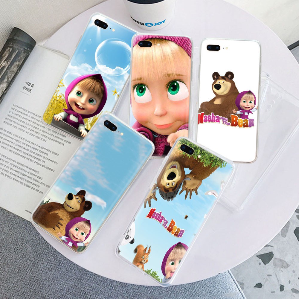 Ốp Điện Thoại Trong Suốt Hình Masha Và Gấu Tr88 Cho Iphone 8 7 6 6s 5 5s Se 5c 4s 4