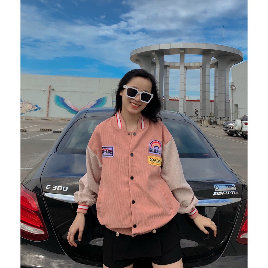 Áo Khoác Bomber Unisex Chất Nhung Tăm Form Rộng Thêu Deep End Phong Cách Ulzzang | BigBuy360 - bigbuy360.vn