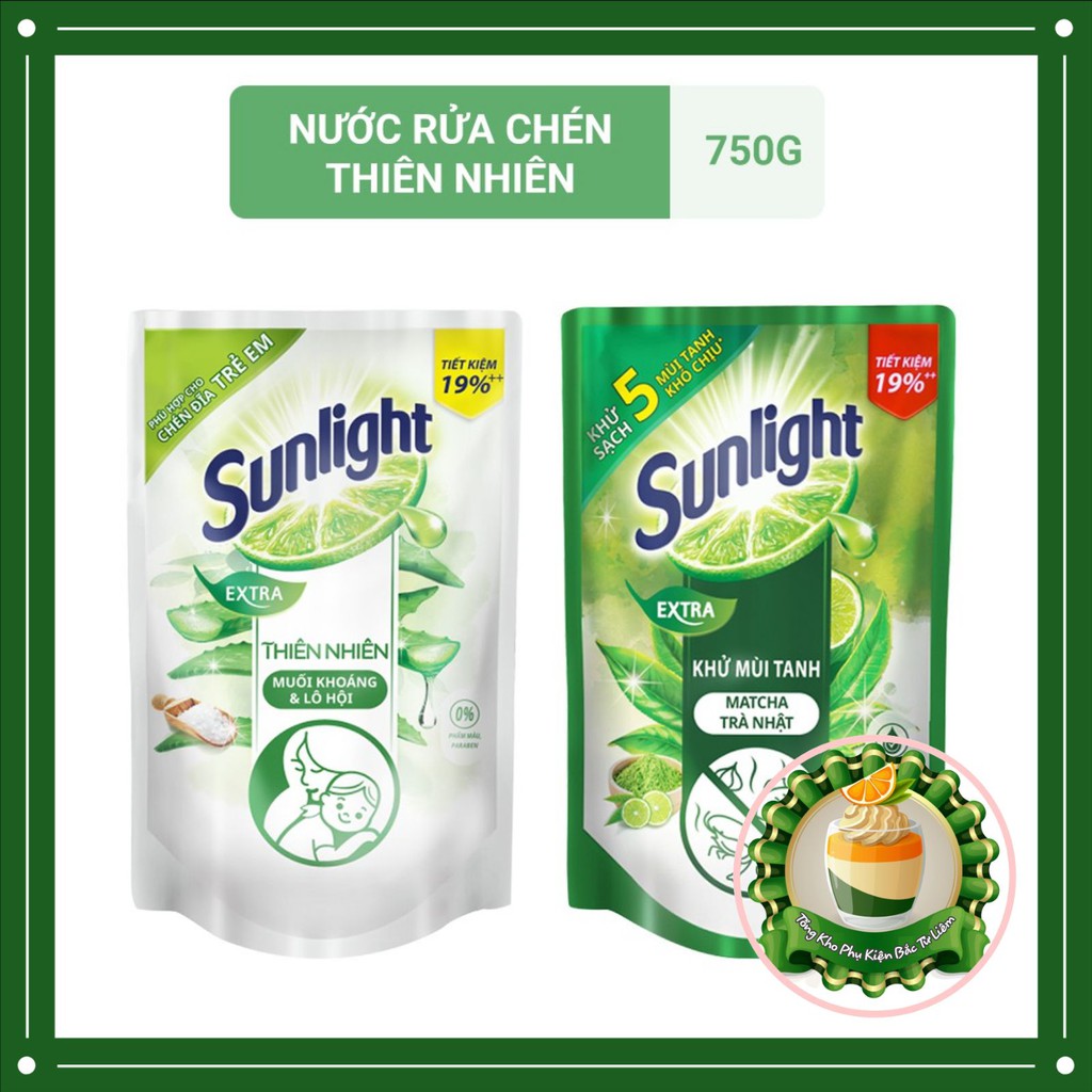 Nước rửa chén Sunlight (750g) Hương Matcha Trà Nhật / Muối Khoáng & Lô Hội