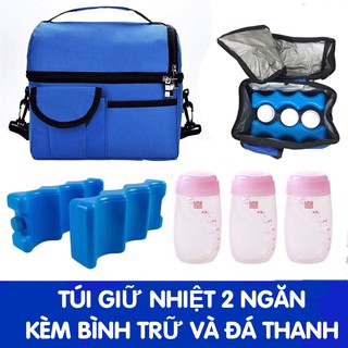 Tặng 02 đá khô thanh 3 sóng/2 sóng  - Combo túi giữ nhiệt 2 ngăn giữ lạnh tới 10 tiếng