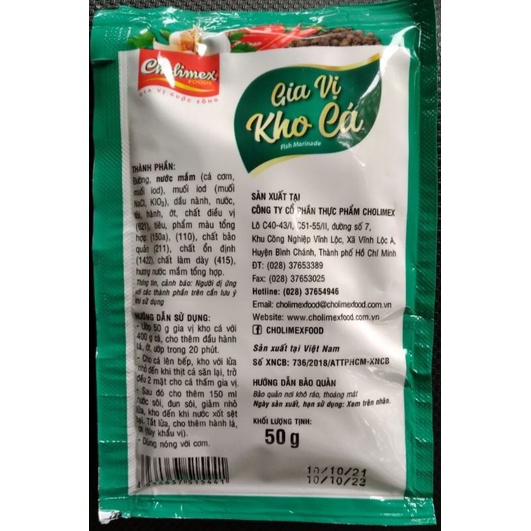 Gia vị kho cá Cholimex đóng gói 50g