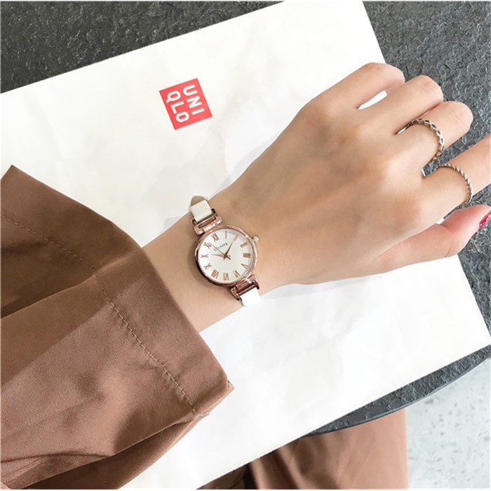 Đồng Hồ Nữ Ulzzang Mặt Nhỏ Dây Da Cao Cấp Mặt Số La Mã Nữ Tính Cho Học Sinh Sinh Viên