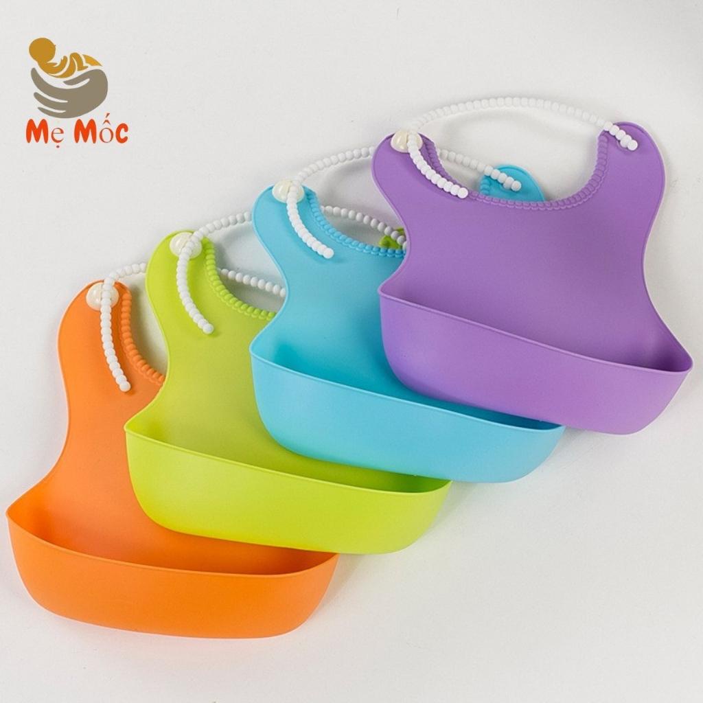 Yếm máng ăn dặm cho bé - Yếm ăn dặm có máng Silicon - Tiện gọn chống bẩn chống rơi vãi ,YM