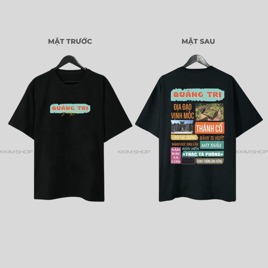 Áo thun tay lỡ QUANG TRI, Áo phông 63 tỉnh thành Form rộng oversize, chất liệu Cotton KKIMSHOP