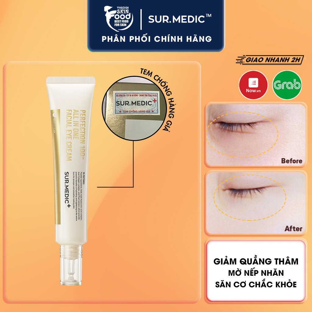 Kem Dưỡng Chống Lão Hóa Cải Thiện Nếp Nhăn Vùng Mắt Sur.Medic Perfection 100™ All In One Facial Eye Cream 35g