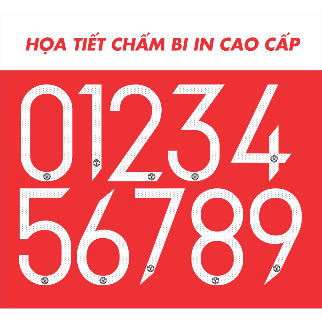 Font số áo Manchester United in áo họa tiết chấm bi cao cấp  tặng số quần