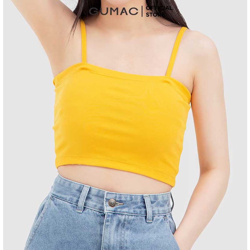 [Mã WABRGUM giảm 10% tối đa 30K đơn 99K] Áo croptop nữ hai dây thời trang GUMAC thun borip - co giãn nhiều màu ATC05051