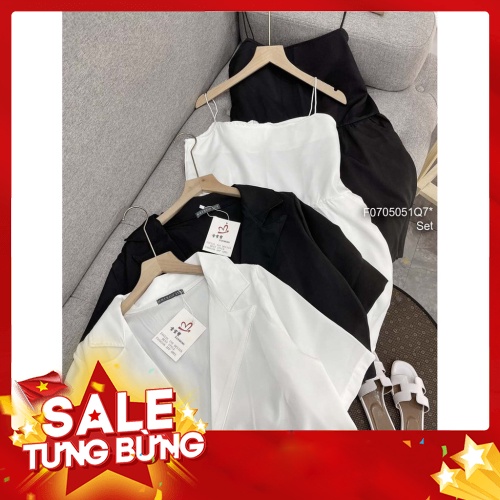 Bộ Jumpsuit Nữ Quần Cộc Áo Vest Đũi 🦋 Set Trang Phục Nữ Quần Ngắn Áo Quây Kèm Áo Khoác Ngoài 2 Màu 🦋