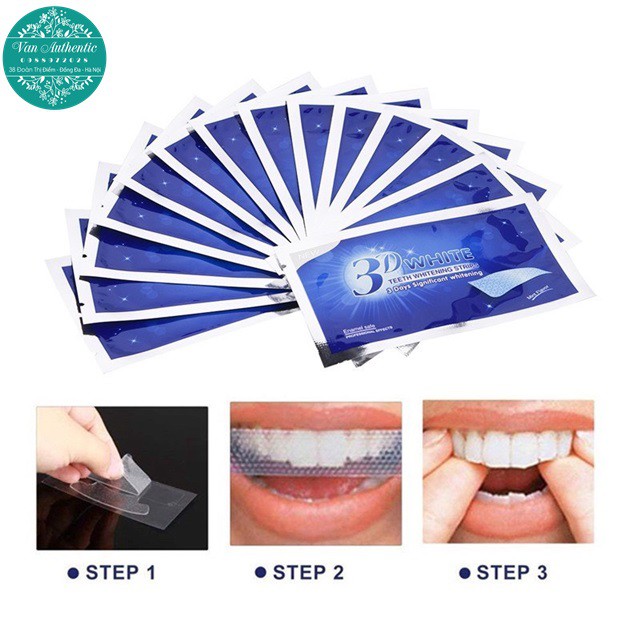 Miếng dán 3D white teeth whitening strips làm trắng răng an toàn và chất lượng