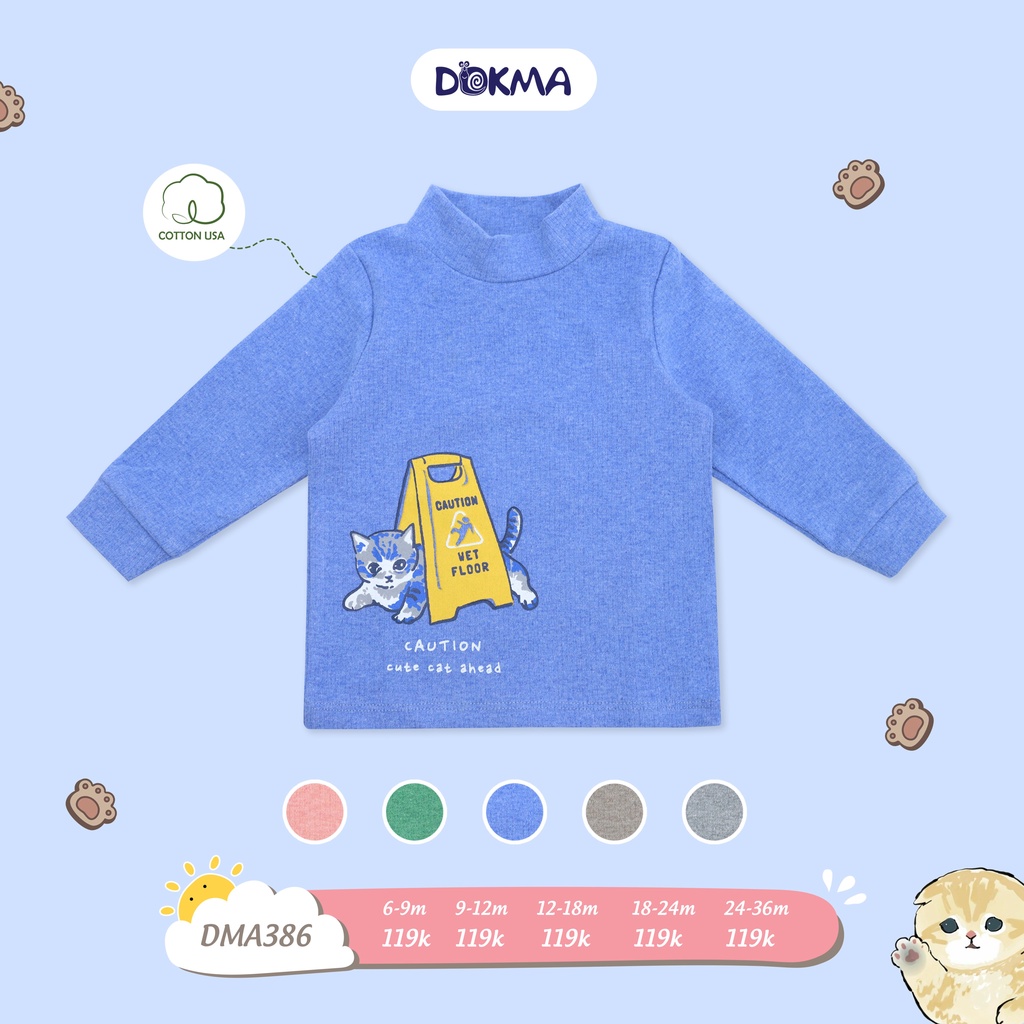 Dokma - Áo cổ 3p chất cotton len dày 9-36M  DMA386