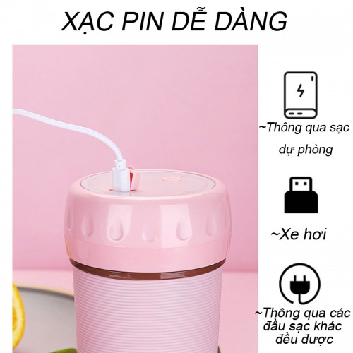 Máy Xay Sinh Tố Cầm Tay Mini Juice Cup 4-6 lưỡi, Dung Lượng Pin 3000mAh, Công Suất 50W - Bảo Hành 1 Đổi 1