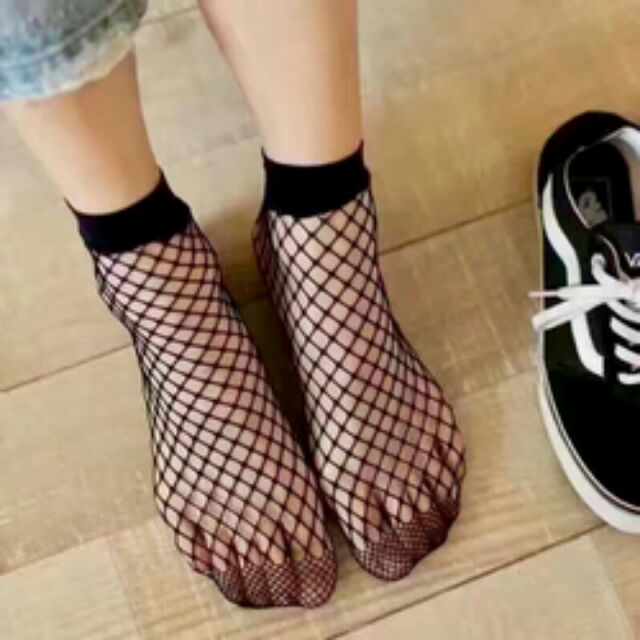 0Tất lưới cổ ngắn sợi dày dai (đen)