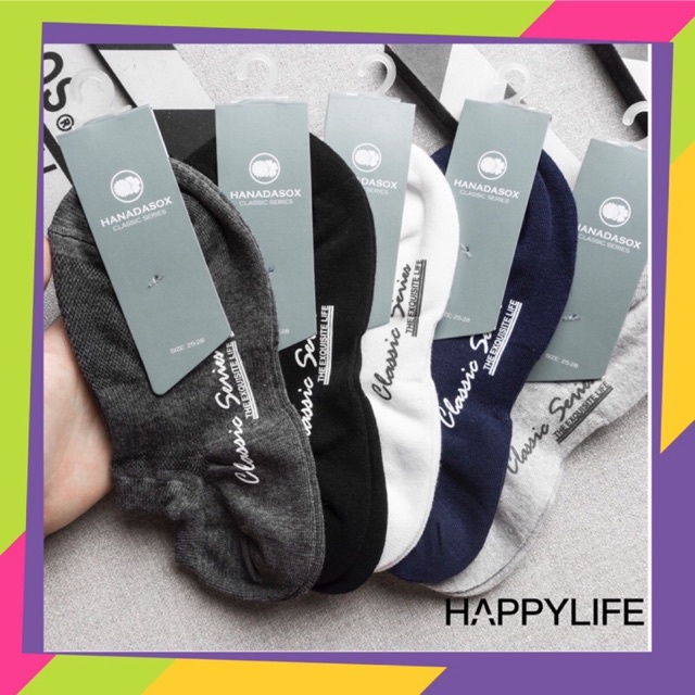 Tất vớ nam nữ cổ ngắn cao cấp,khử mùi,diệt khuẩn,chất coton mềm mại-HAPPYLIFE