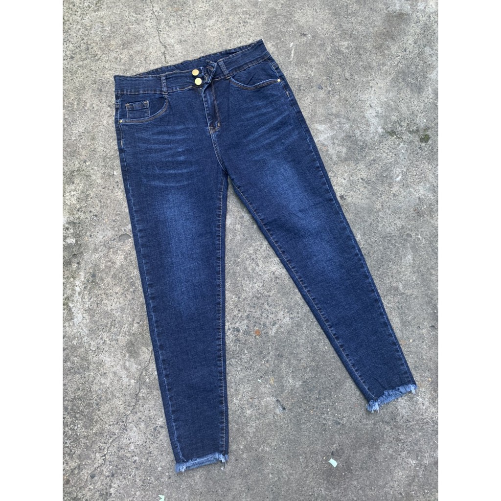 [ SIZE 60-90KG ] QUẦN JEAN XANH TRƠN 2 NÚT