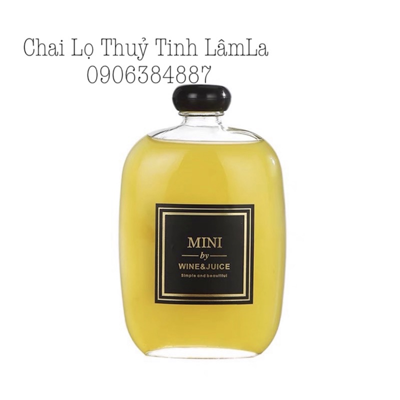 Chai Thuỷ Tinh Dẹp Bầu Nắp Nhựa Đen 100ml 250ml 350ml 500ml | Chai Trong Suốt - Chai Nhám Mờ