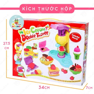 Đồ chơi đất nặn có máy làm kem và 5 hộp màu cho bé