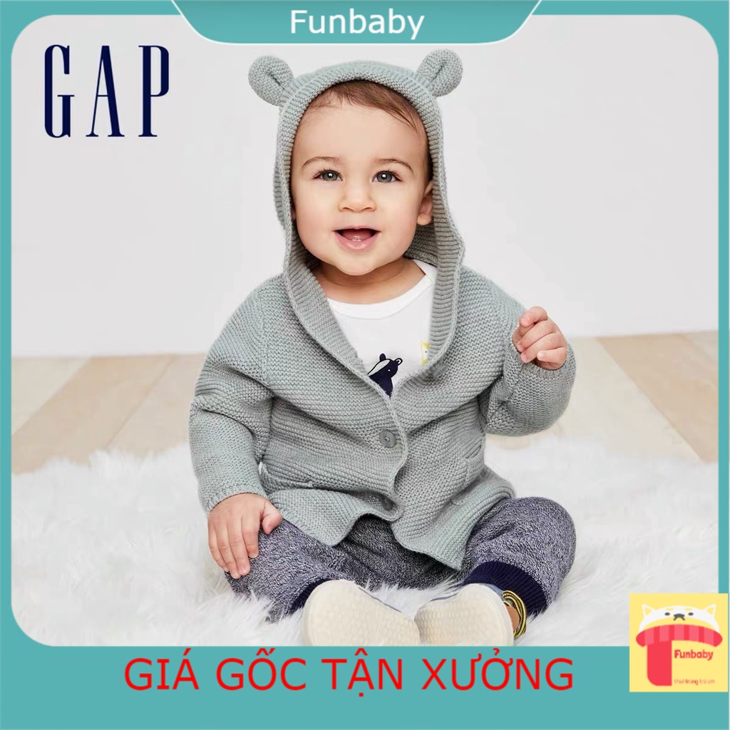 Áo khoác len tai Gấu cho bé, Áo len cardigan GAP bé trai và bé gái 6m-4 tuổi đanh sợi không bai xù