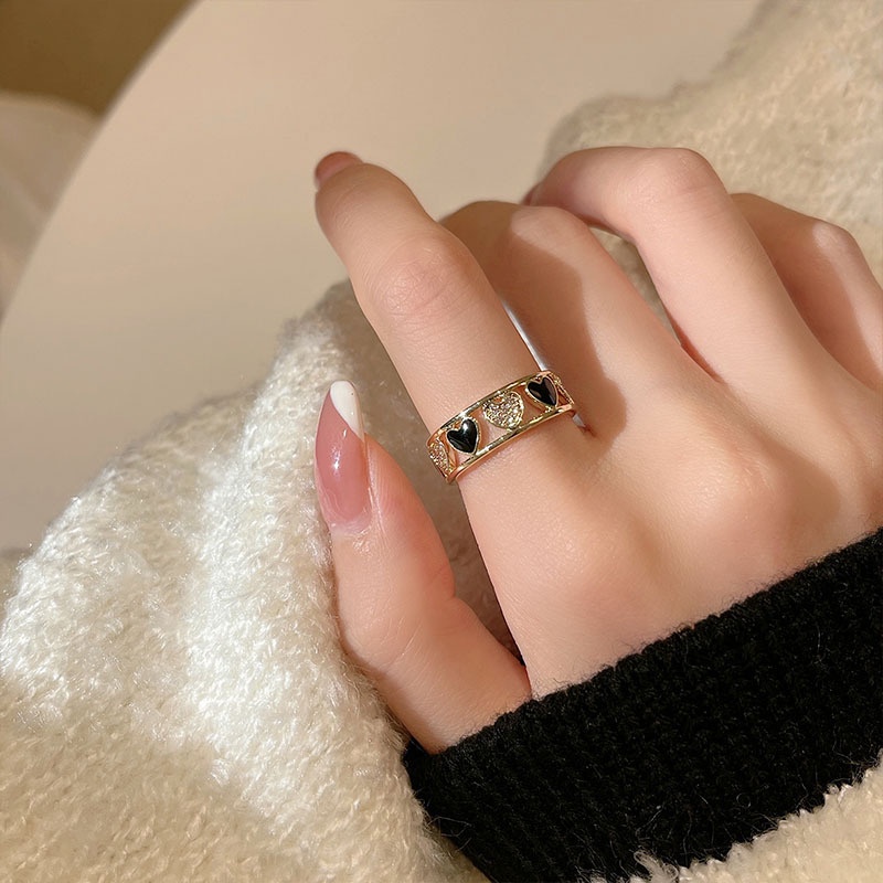 [Hàng Mới Về] Nhẫn Mở Có Thể Điều Chỉnh Thiết Kế Hình Trái Tim Thời Trang Xuân Hè Cho Nữ