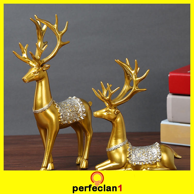 Set 2 tượng điêu khắc hình cặp đôi hươu dùng để trang trí
