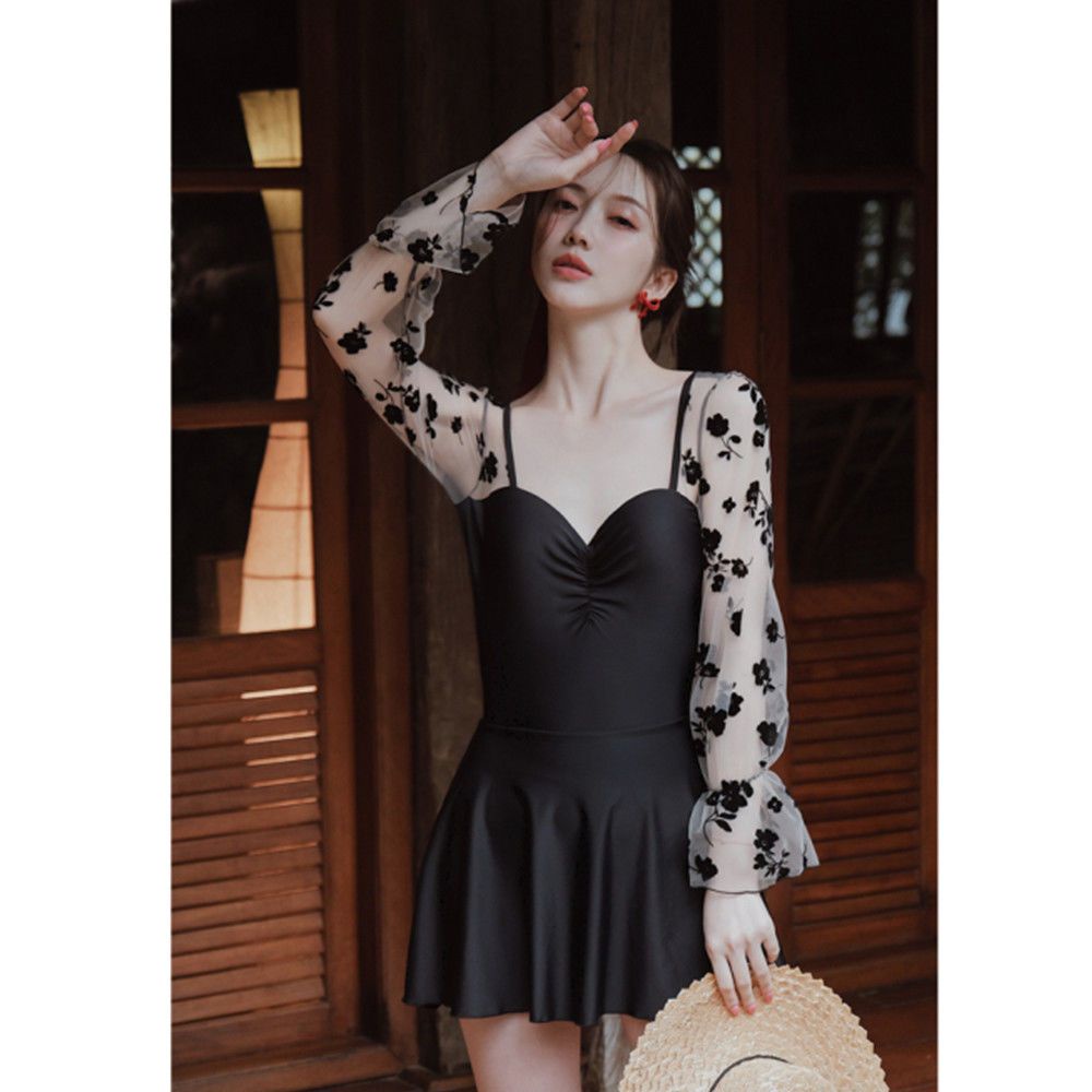 Đồ Bơi Một Mảnh Tay Dài Che Bụng Mỏng Nhẹ Thời Trang Mùa Xuân Mới