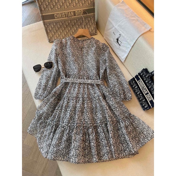 Đầm dáng xoè tay dài hoa nhí thương hiệu Maje cao cấp