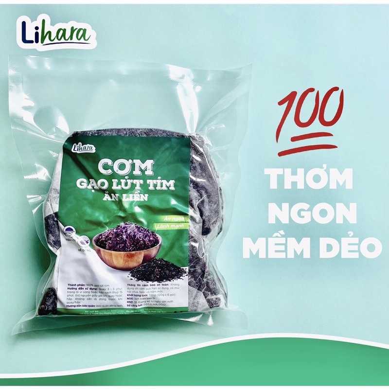Cơm gạo lứt tím ăn liền Lihara (6 viên/gói)