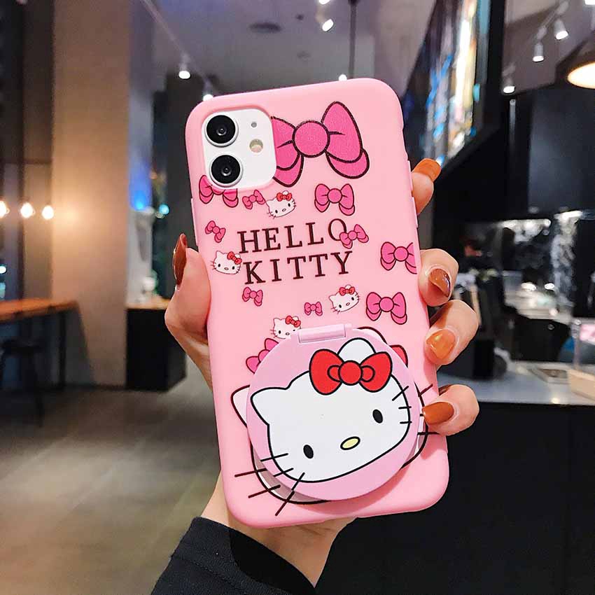 Casing Soft Case TPU REALME 7i C17 C15 C11 7 oppo a31 a3s A12E / A5 A5S A7 A9 A93 f11 A12 A15 / F9 / F9 Pro F5 / F1s / a37 / a83 / A53 A32 A52 A92 Motif Hello Kitty Mirror Case