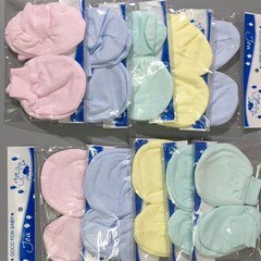 Bộ Bao Tay Chân Cotton Sơ Sinh Họa Tiết Trắng Màu JOU- Chất Vải Mềm Mát Cho Bé Sơ Sinh.