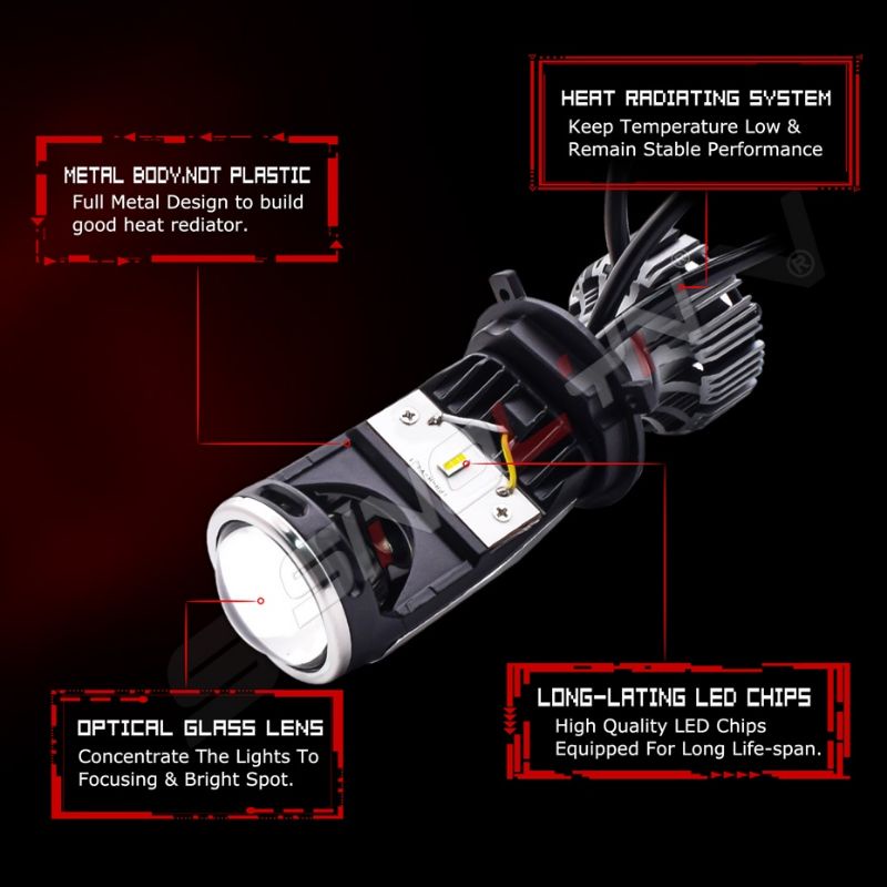 Đèn pha led bi cầu mini GTRS đèn bi led GTRS H4 35W 12V 24V 4800Lumen chống nước IP67 lắp đặt như zin