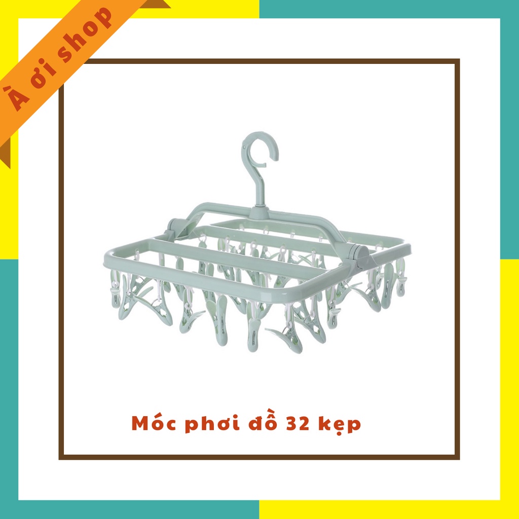 Móc nhựa chùm 32 kẹp phơi tất vớ đồ trẻ sơ sinh