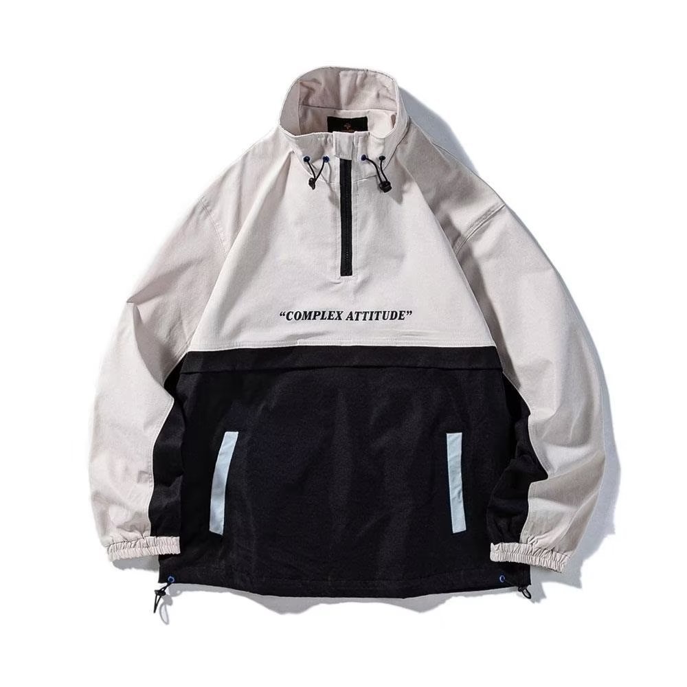 Áo Khoác Thể Thao Chui Đầu Dáng Rộng Phối Khóa Kéo Nửa Thân Kiểu Hip-Hop Đường Phố Cá Tính Cho Nam Và Nữ