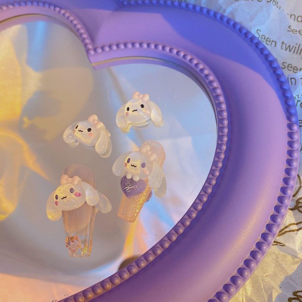 [Hàng mới về] Hạt Phụ Kiện Trang Trí Móng Tay Hình Chú Cún Tai To Bằng Nhựa Resin Bền Bỉ Màu Trong Suốt Đáng Yêu