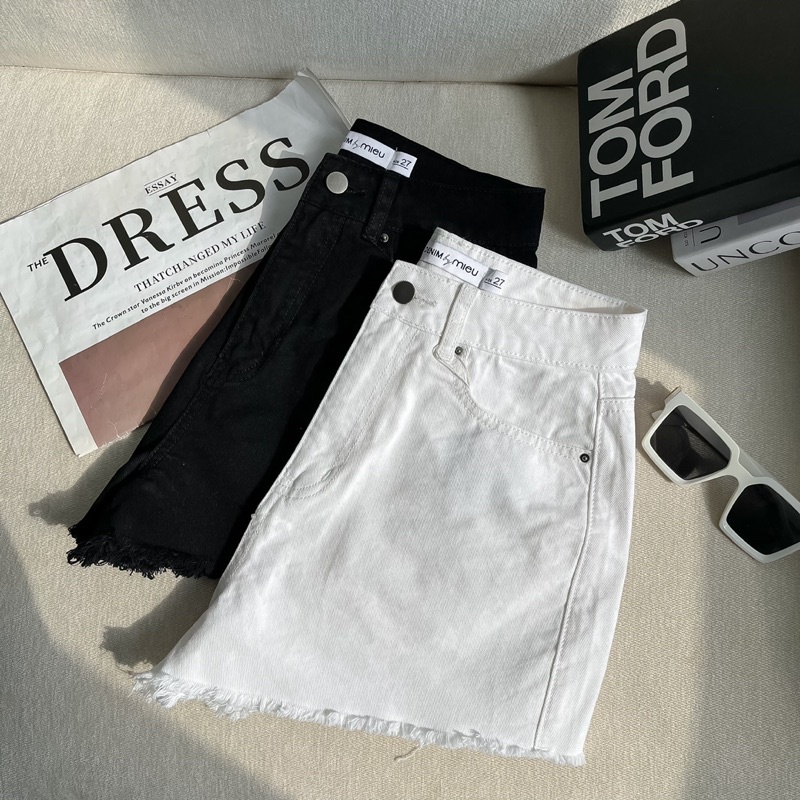 Quần short jean lai tua co giãn năng động MIEU - JA07