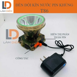 Đèn pin đội đầu pin siêu khủng 3 chế độ sáng hiển thị phần trăm pin siêu sáng kín nước t86 - t82