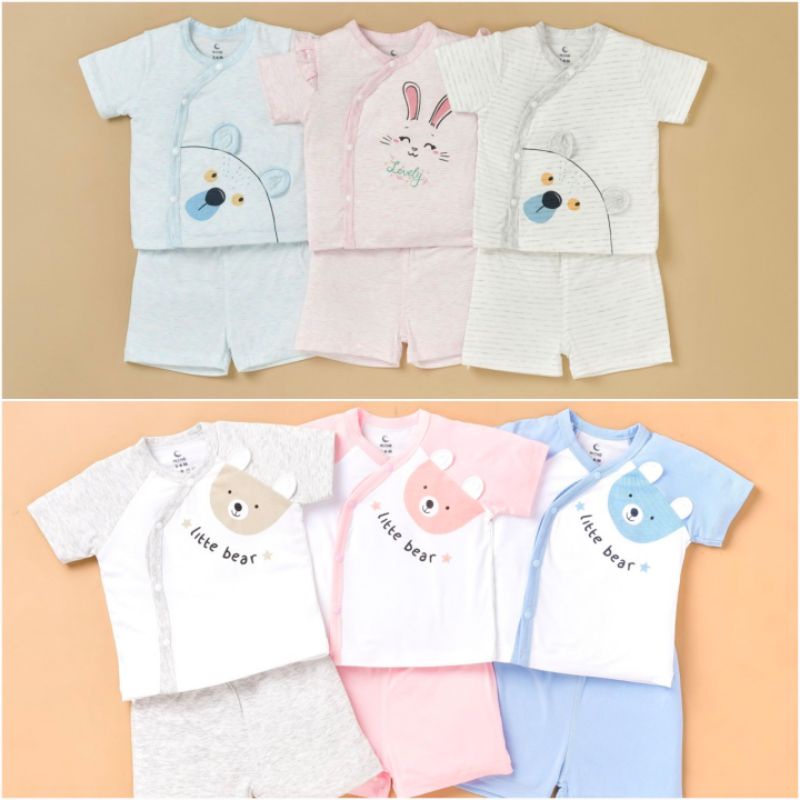 Moon - Bộ cộc cài chéo vải petit mềm mát xinh yêu cho bé 3-7kg